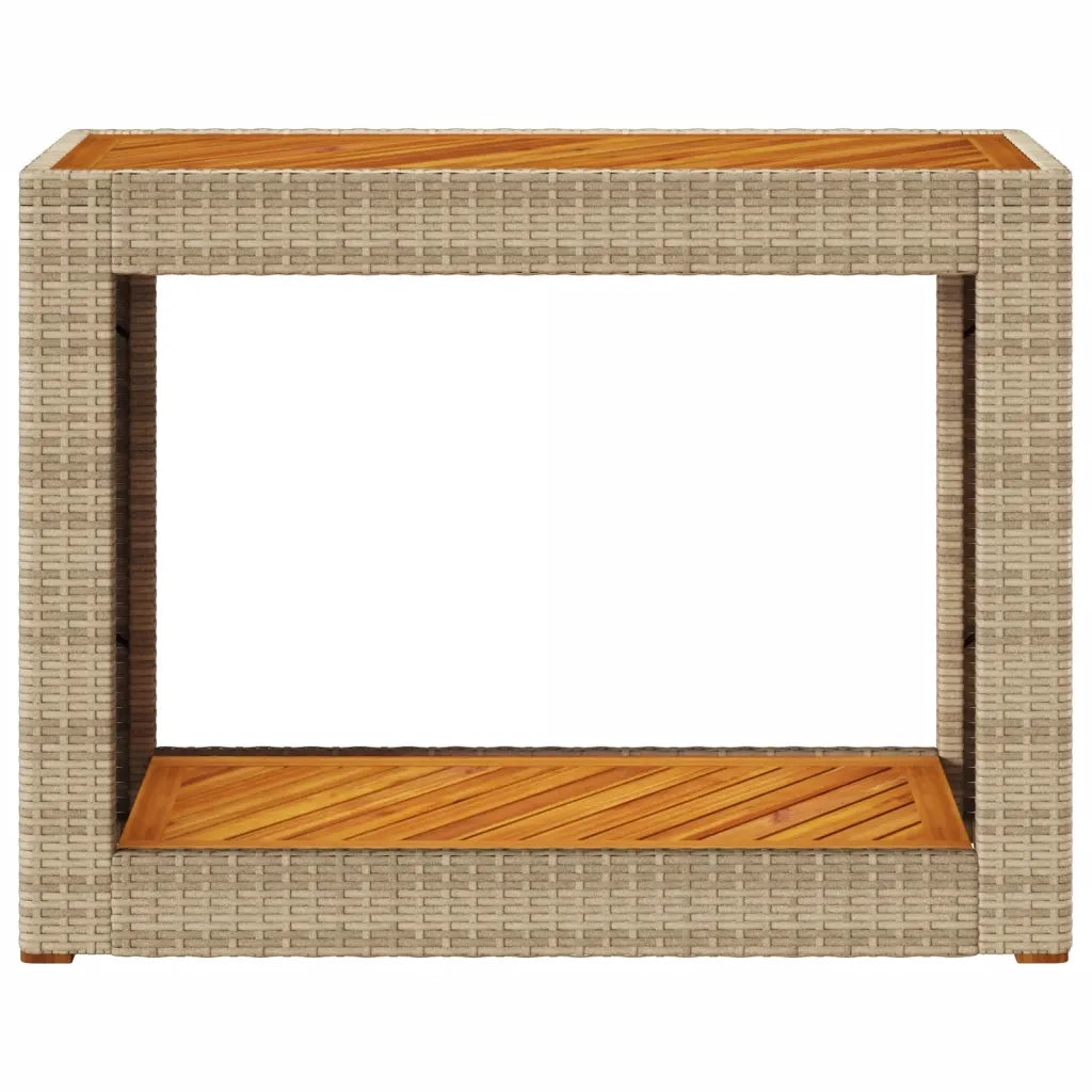 Tavolino da Giardino Piano Legno Beige 100x40x75 cm Polyrattan 366308
