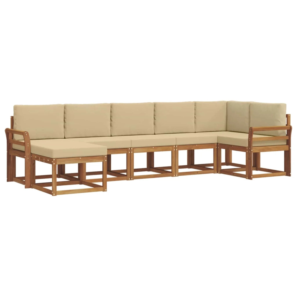 Set di divani da esterno con cuscino 7 pcs Naturale e Beige