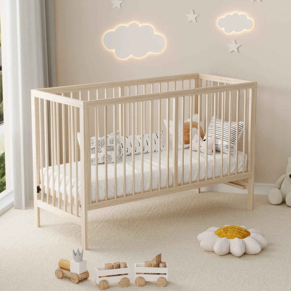 Letto per bambini 140 × 60 cm convertibile in letto laterale e scrivania, senza materasso, legno massiccio naturale