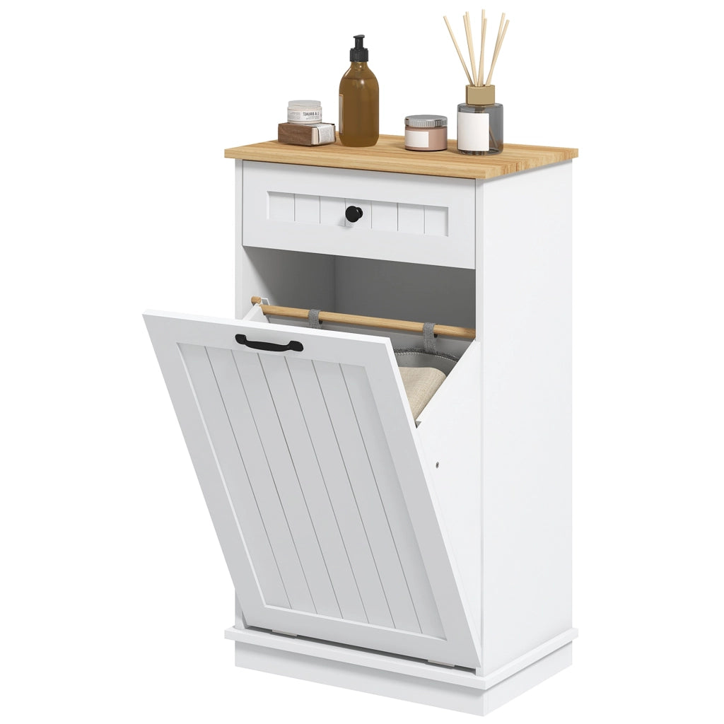Armadietto Bagno con Cestello e Cassetto ¨C Zephmum ¨C 52x33x90 cm Bianco