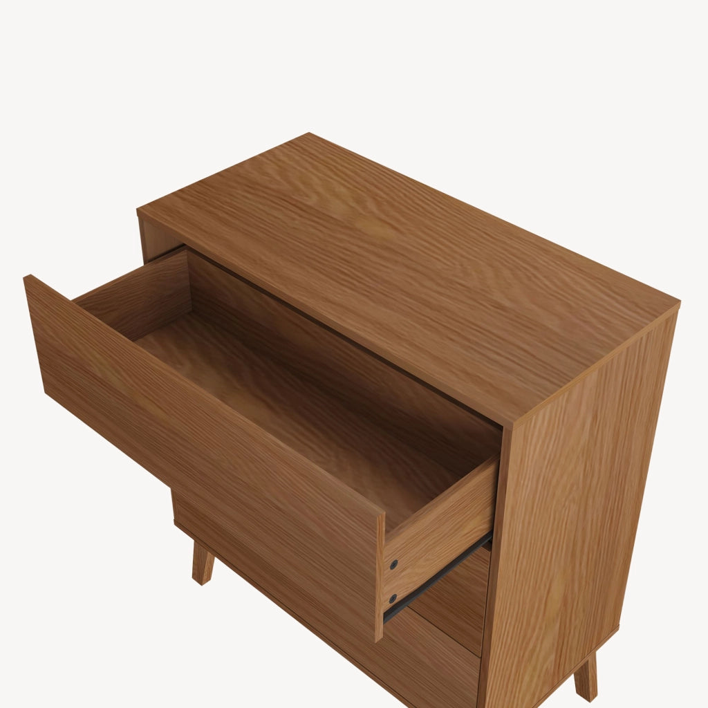 Cassettiera Aastmabospoo Comò a 3 Cassetti 90 x 80 x 40 cm - Effetto Noce [en.casa]