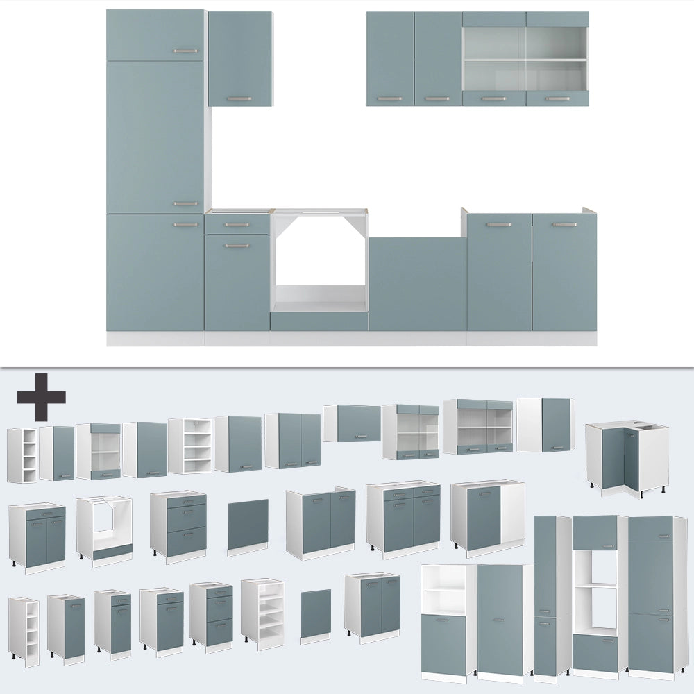 Vicco Cucina componibile Blu-grigio/bianco 300 cm , PL Rovere