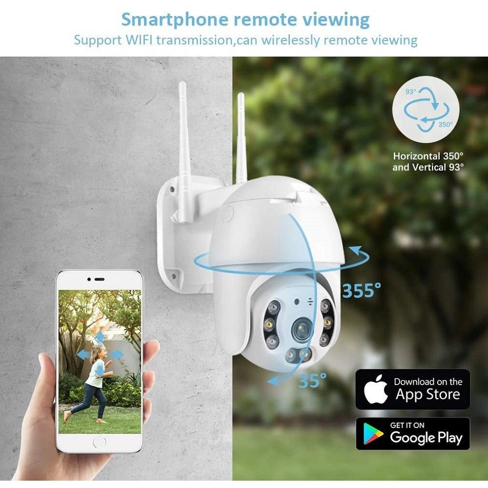 Trade Shop - Telecamera Wifi Dome Ptz Ip Camera Sorveglianza 1080p 2mp Audio Bidirezionale -
