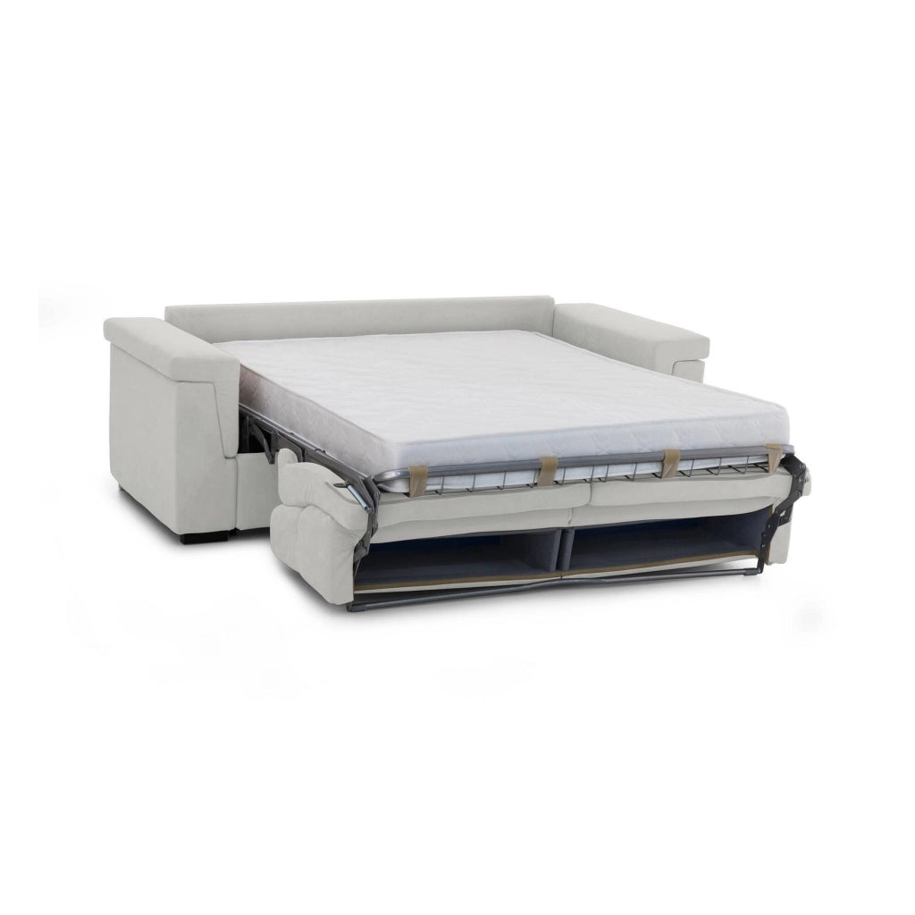 Brusasco, Divano Letto 2 Posti Sfoderabile Made in Italy, 205x95 cm Grigio Chiaro