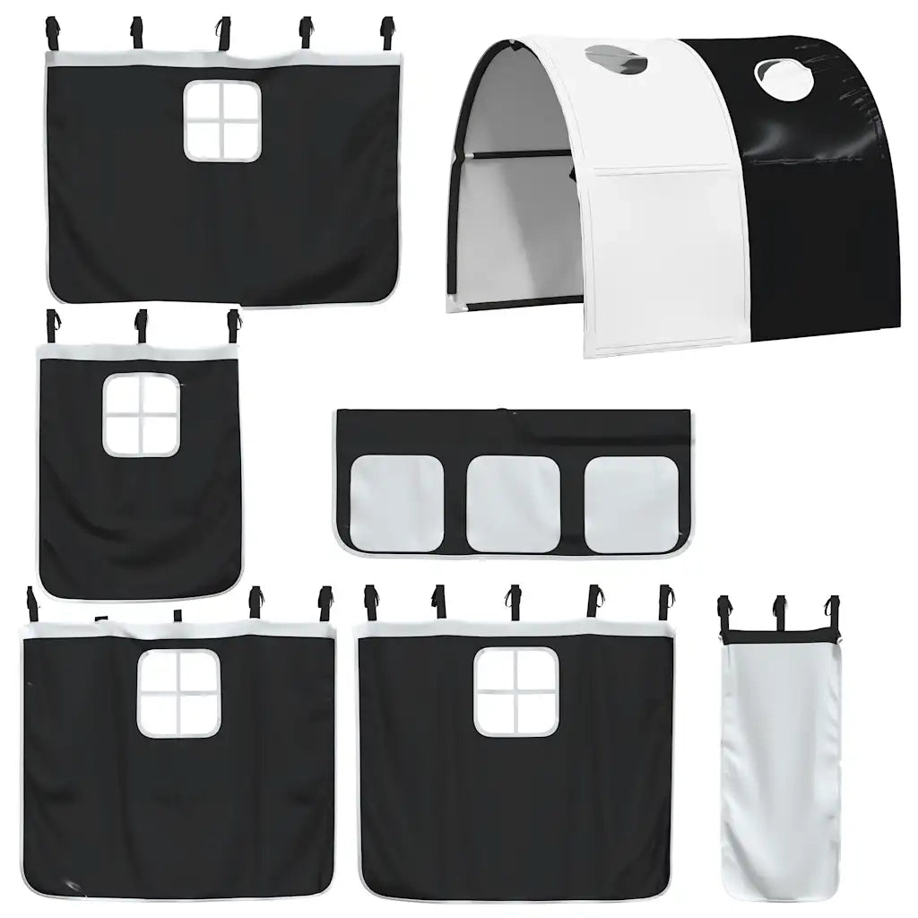 Letto a Castello senza Materasso-Struttura Letto a Castello Bianco e Nero 90x200cm in Pino 229598
