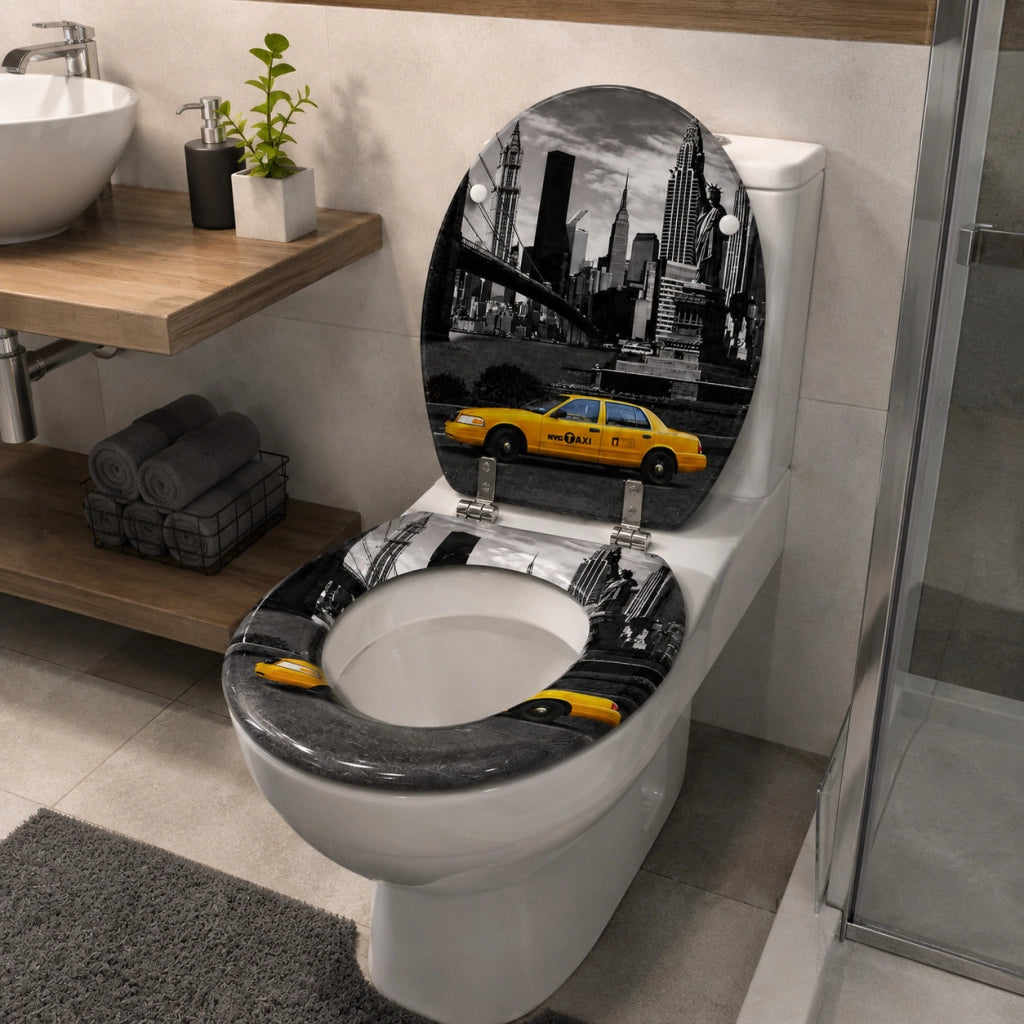 Sedile Copriwater Universale MDF Statua della Libertà Taxi 420x355 mm 52974A