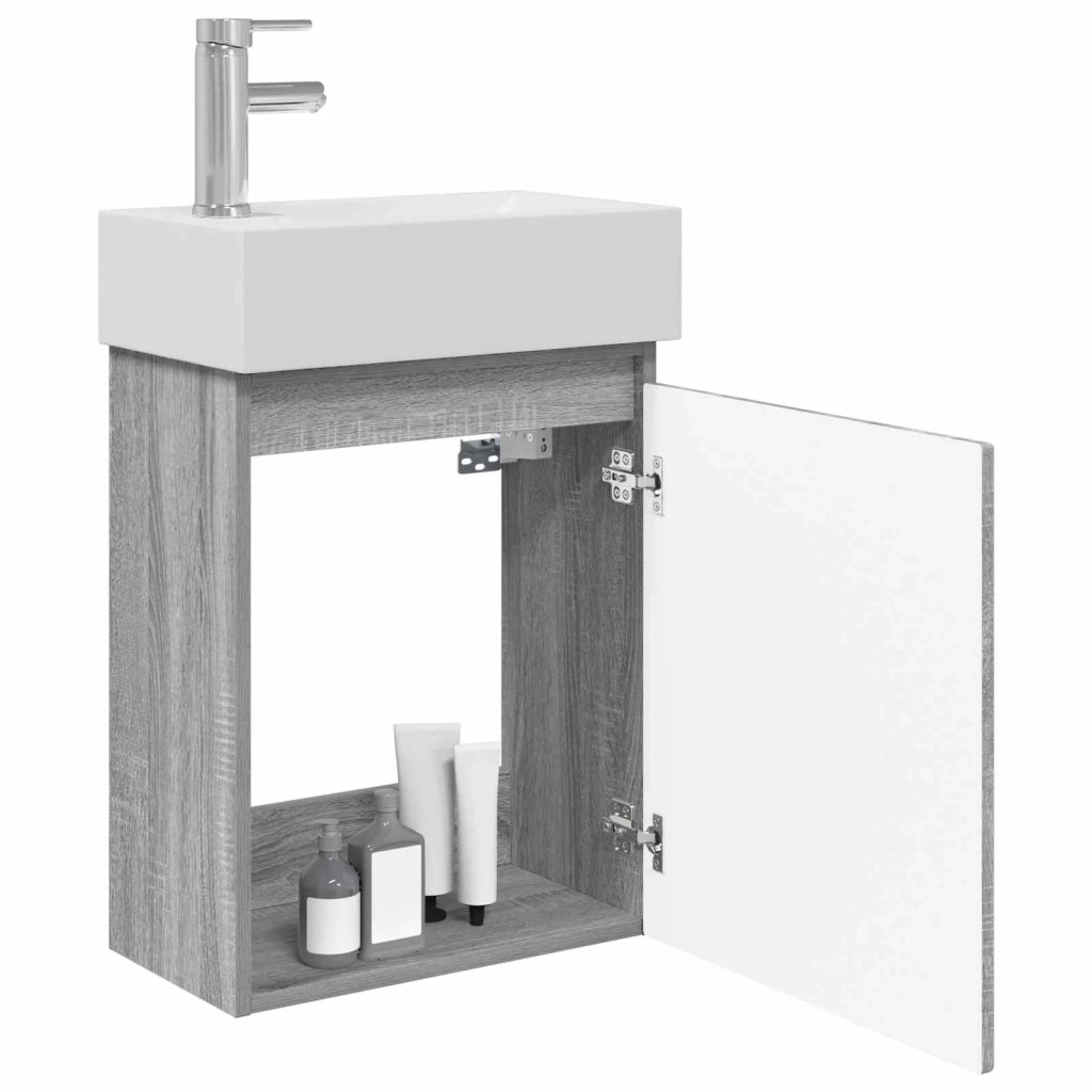 Mobile bagno con rubinetto Sonoma grigio 45,5 x 22,5 x 84 cm