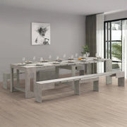 Set tavolo e sedie Auditore, Composizione multiuso, Set con consolle e 2 panche allungabili, 100% Made in Italy, 66x25h45 cm, Grigio