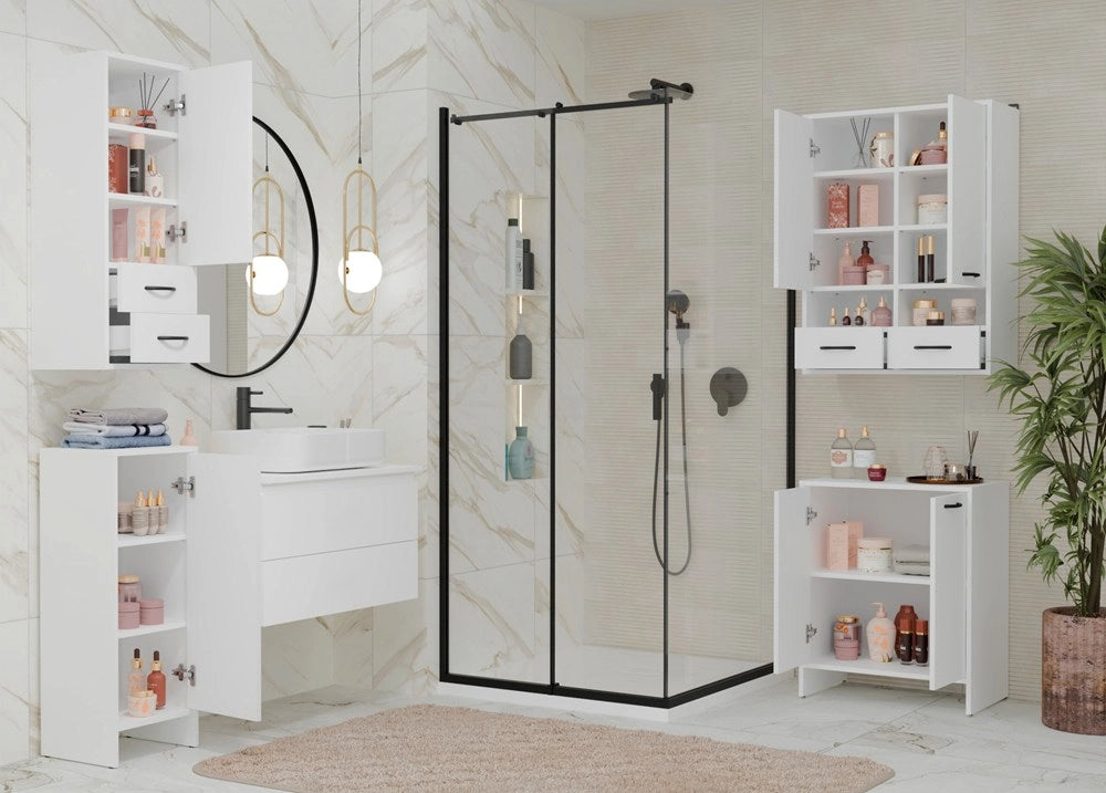 Mobile bagno NINA 2dum bianco 2 ante ripiani scaffale sotto lavabo