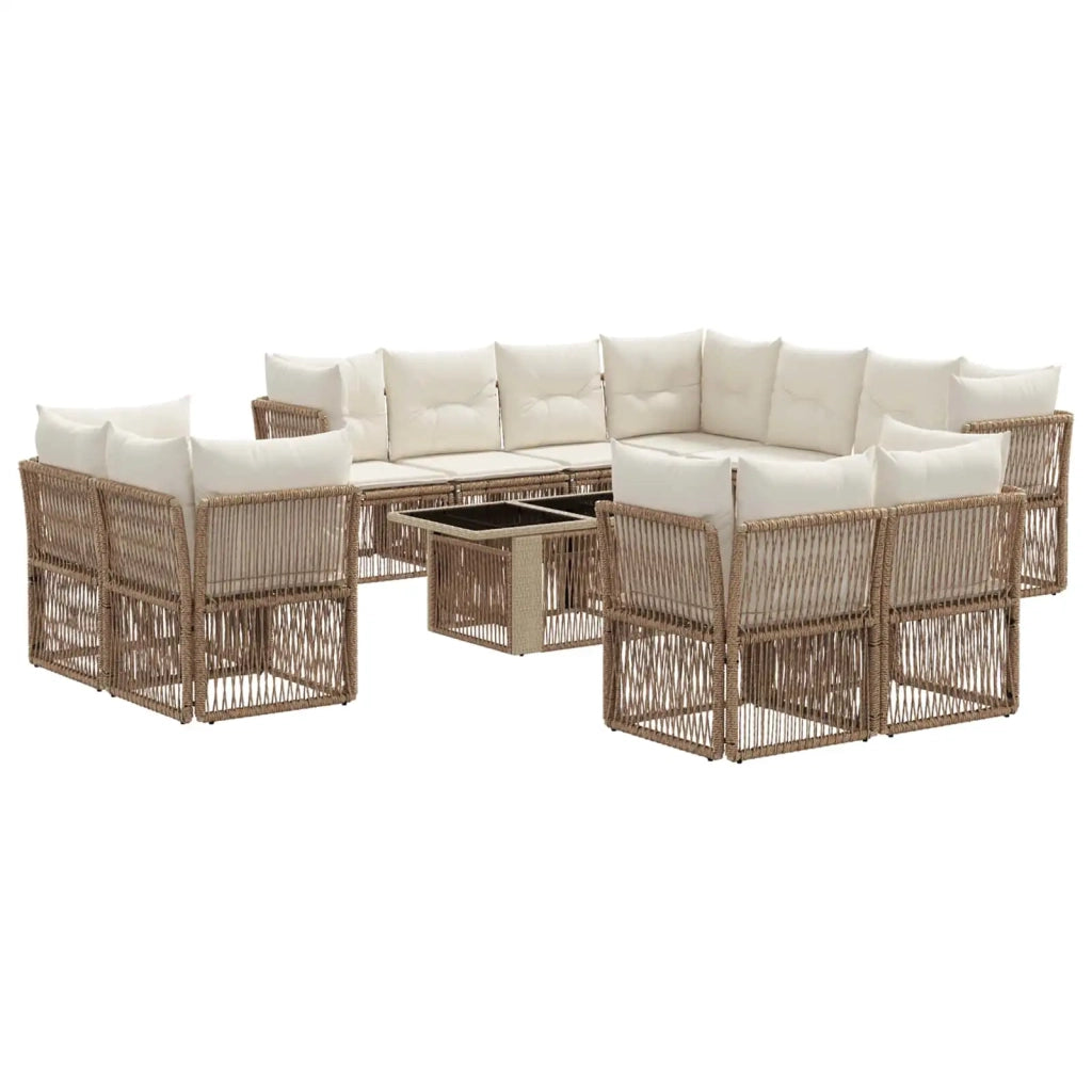 Set Divano da Giardino 12 pz Beige polyrattan 3436566