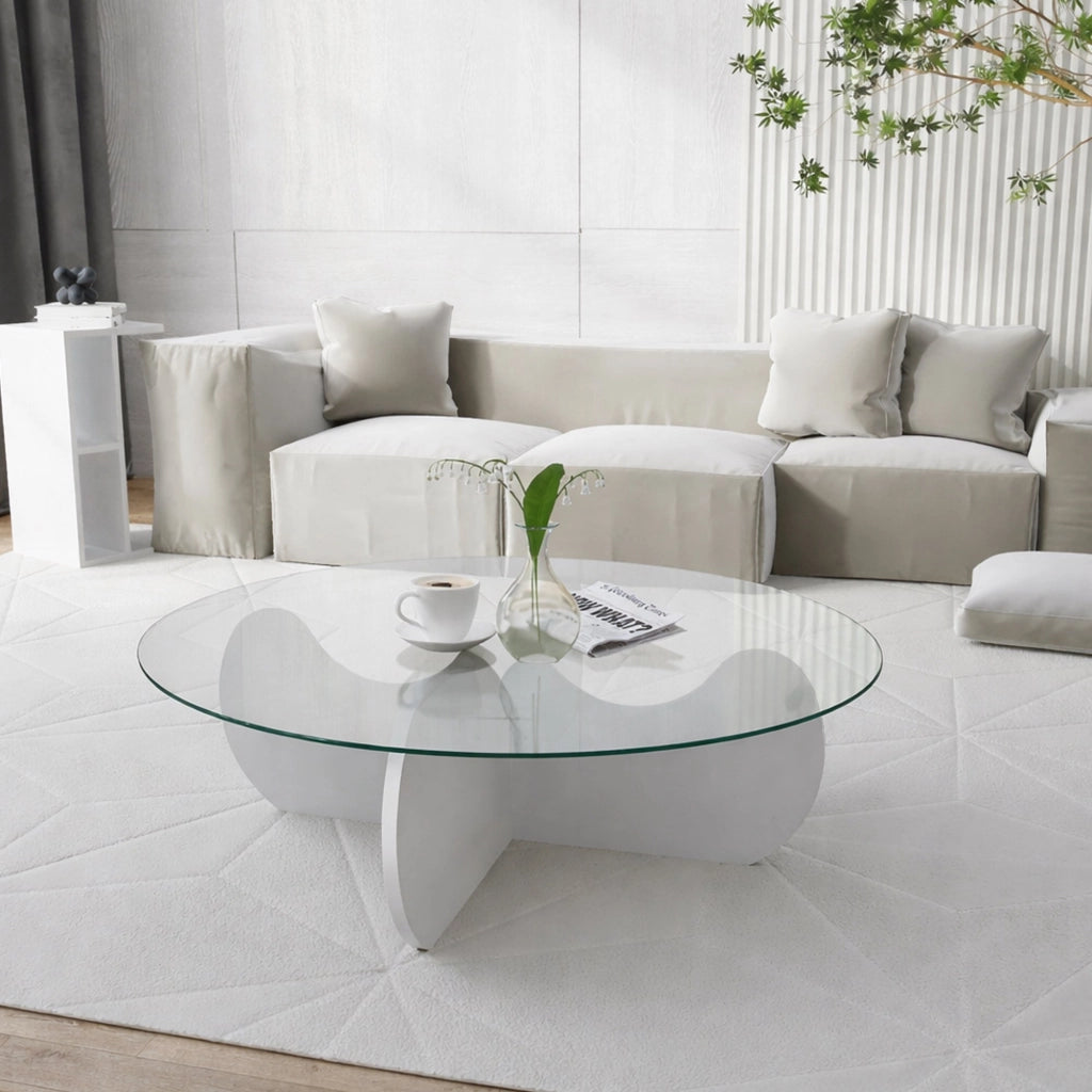 Willow, Tavolino da Salotto Effetto Fume, 90x90x30h cm Bianco