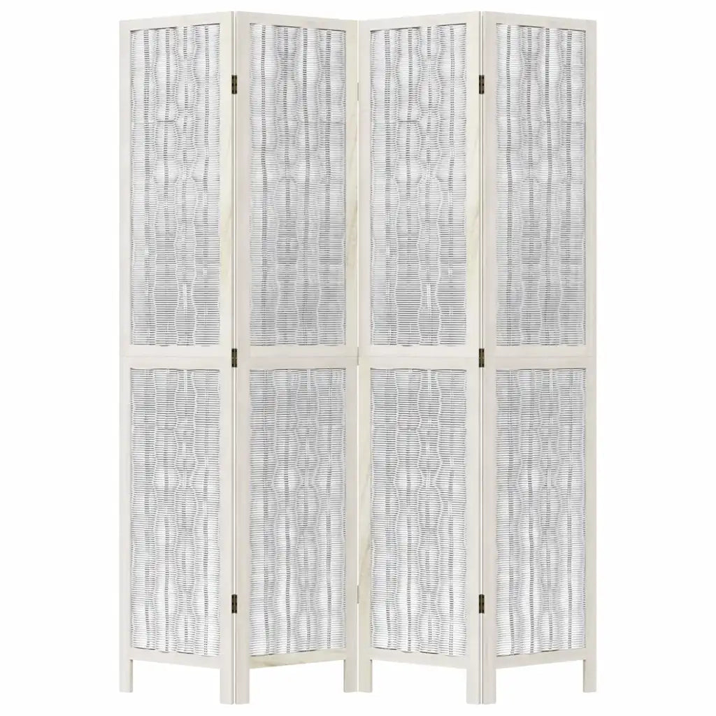 Divisorio Ambienti 4Pannelli Bianco Legno Massello di Paulownia 358675
