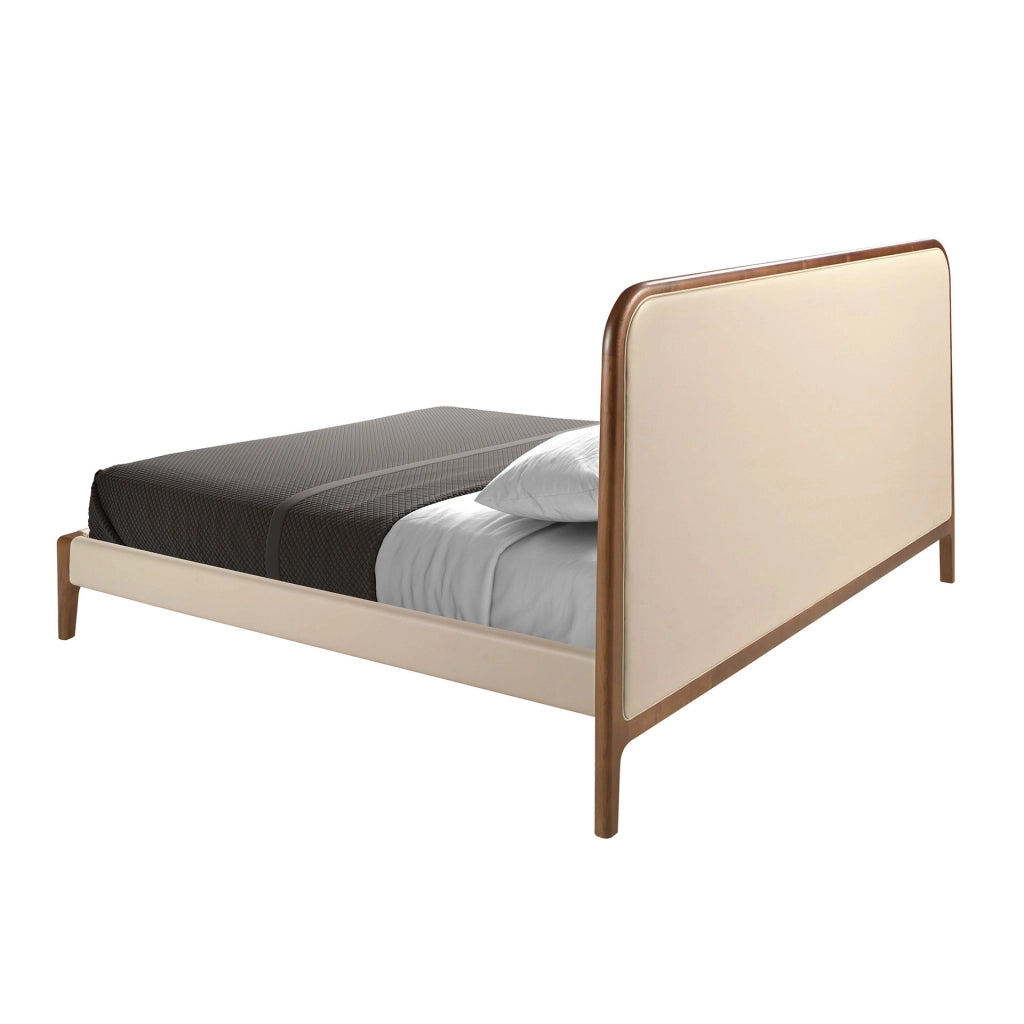 Letto in similpelle color crema