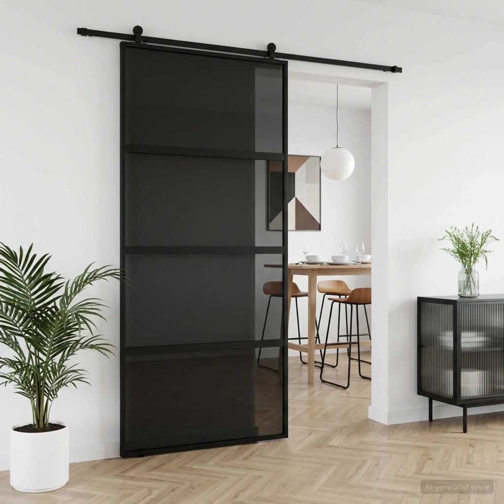 Porta scorrevole 102.5 x 205 cm Vetro Temperato e Alluminio 42054107