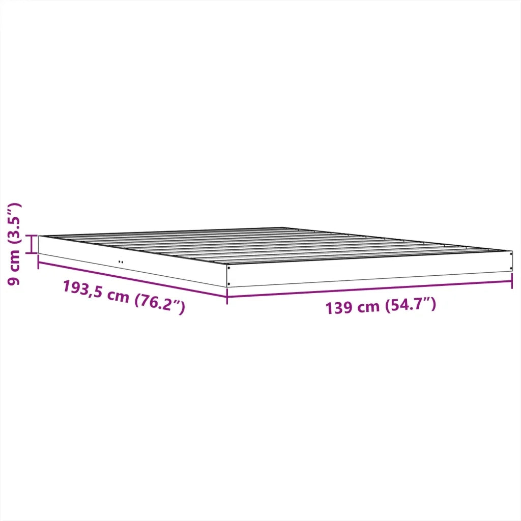 Letto matrimoniale | Letto per adulti | Giroletto Marrone Cera 135x190 cm in Legno Massello di Pino