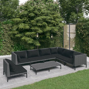 Set Divani Giardino 8 pz con Cuscini in Polyrattan Grigio Scuro cod mxl 41115