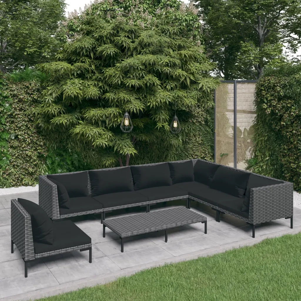 Set Divani Giardino 8 pz con Cuscini in Polyrattan Grigio Scuro cod mxl 41115