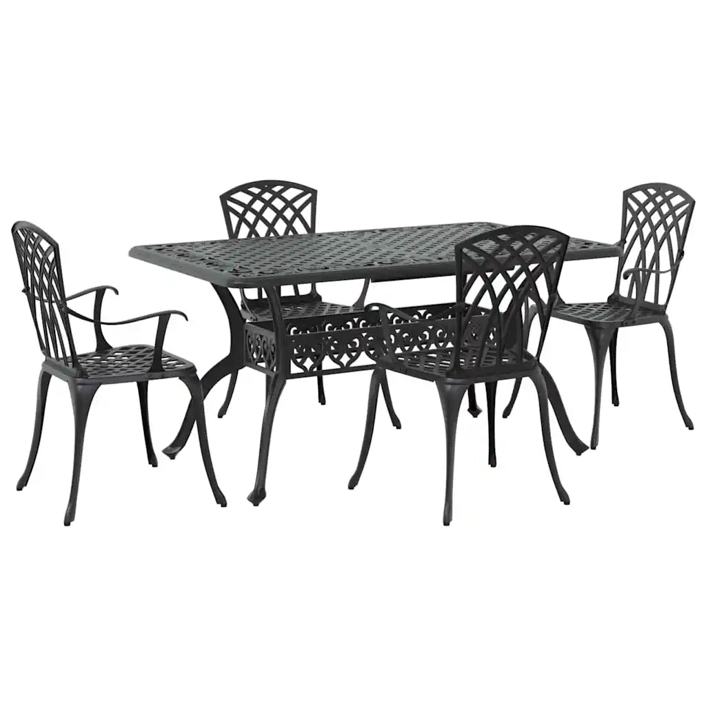 Set da Pranzo per Giardino 5 pcs Nero Alluminio 3334677