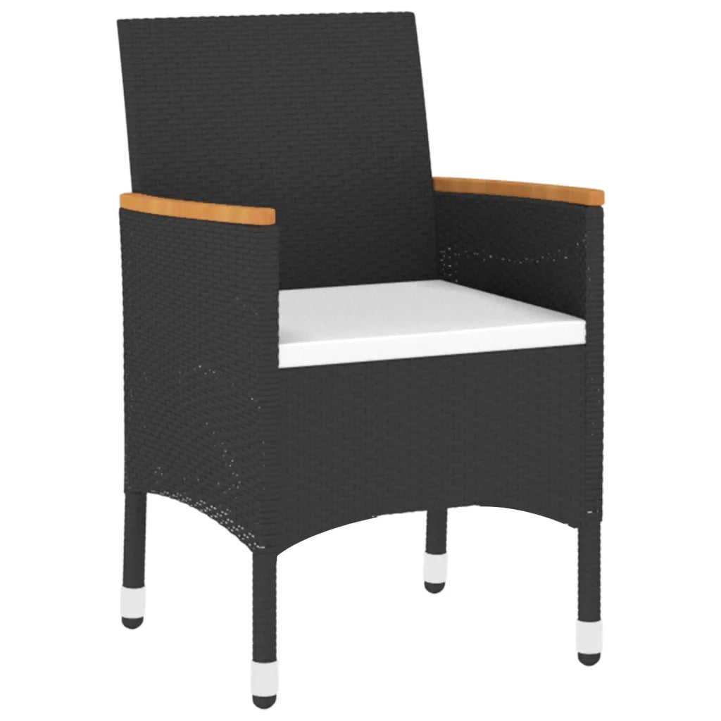 Set da Pranzo per Giardino 3 pz | Set Salotto da Giardino in Polyrattan Nero