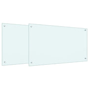 Set di 2 paraschizzi moderni per cucina 90 x 50 cm design elegante resistente al calore vetro temperato bianco 02_0056218