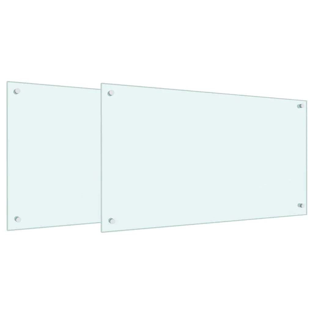 Set di 2 paraschizzi moderni per cucina 90 x 50 cm design elegante resistente al calore vetro temperato bianco 02_0056218