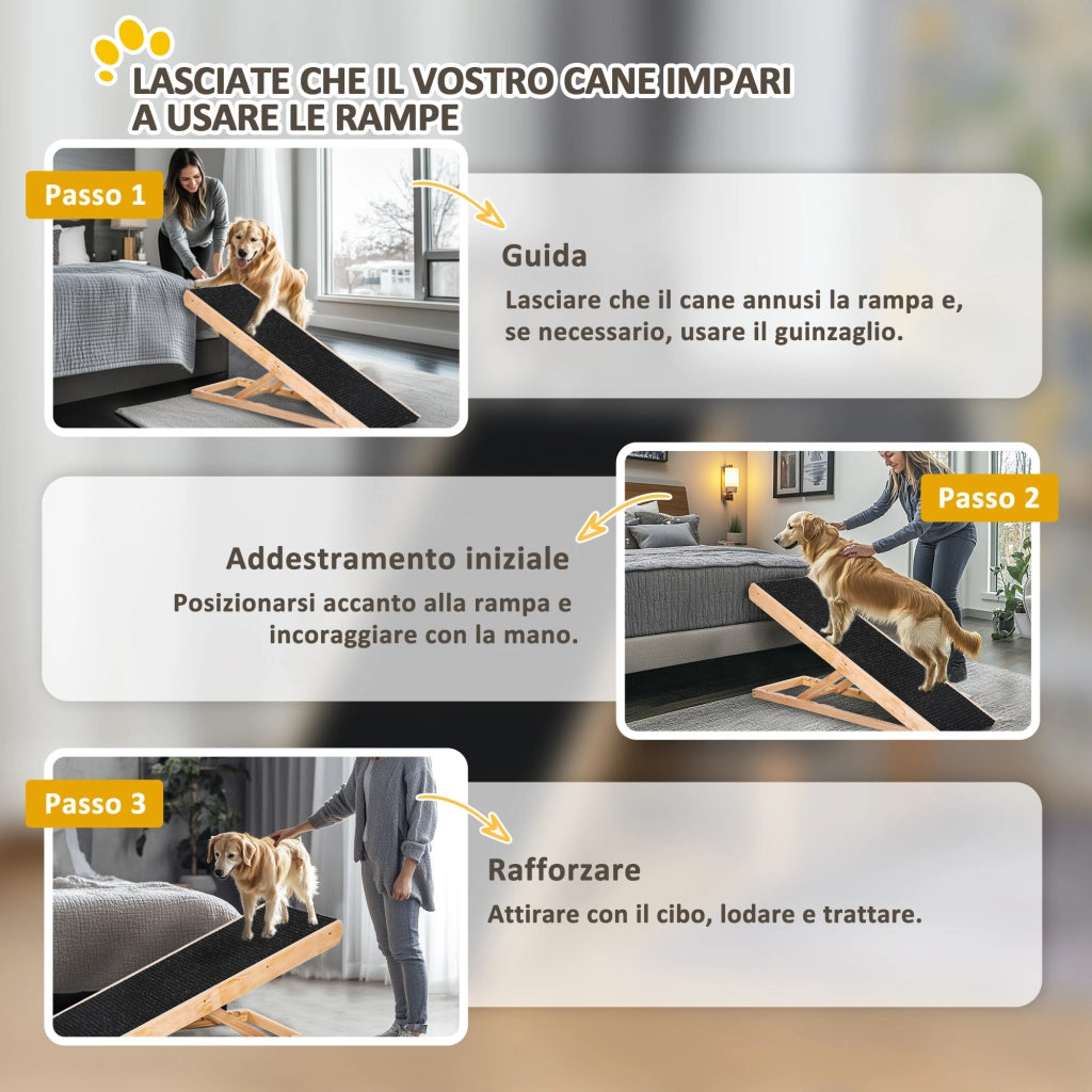 Rampa per Cani e Gatti Pieghevole Regolabile ¨C zephmum ¨C Antiscivolo 75kg