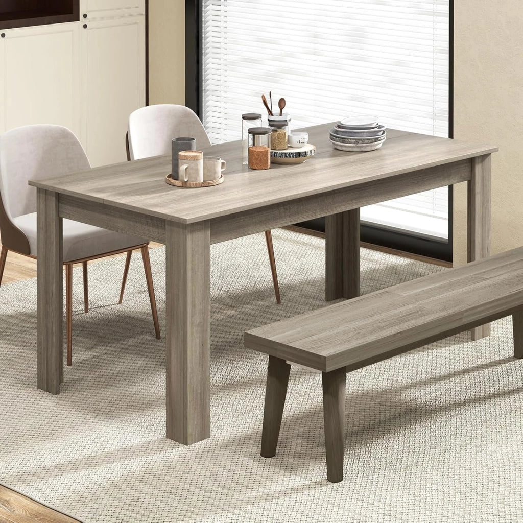 Tavolo da Pranzo 160 x 80 x 76 cm, Tavolo da Cucina Rettangolare con Piano Grande e Gambe Robuste, Tavolo per Massimo 8 Persone (Naturale)