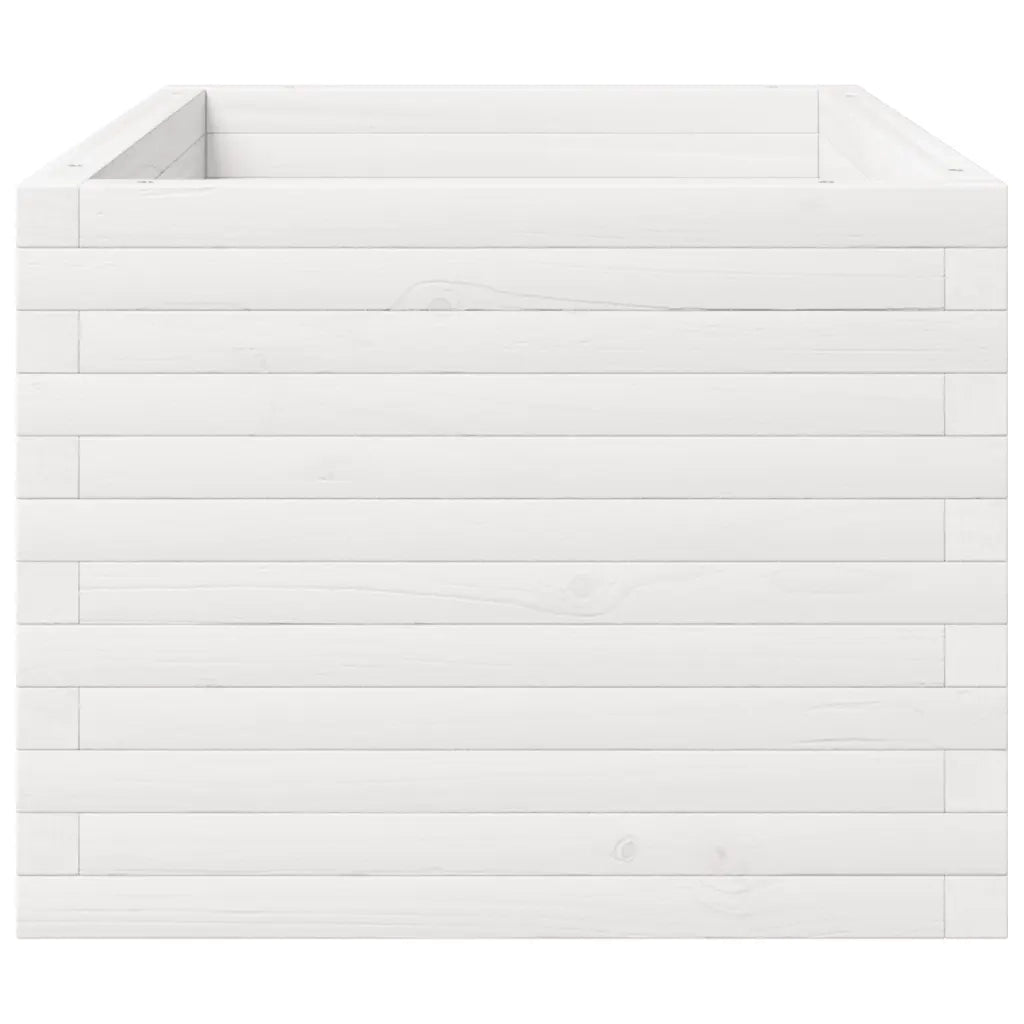 Fioriera da Giardino Bianca 90x60x49,5cm Legno Massello di Pino