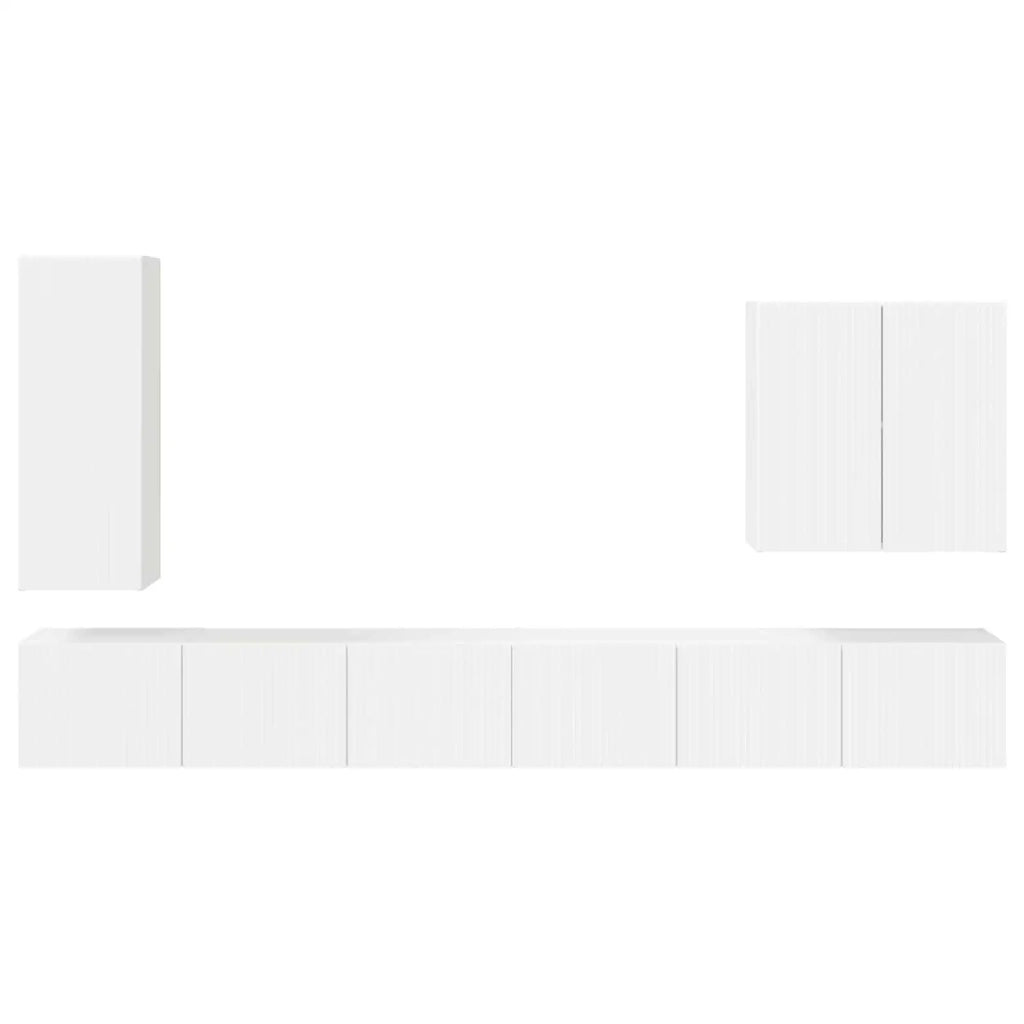 Set di Mobiletto da TV a Parete 6 pcs Bianco Lucido