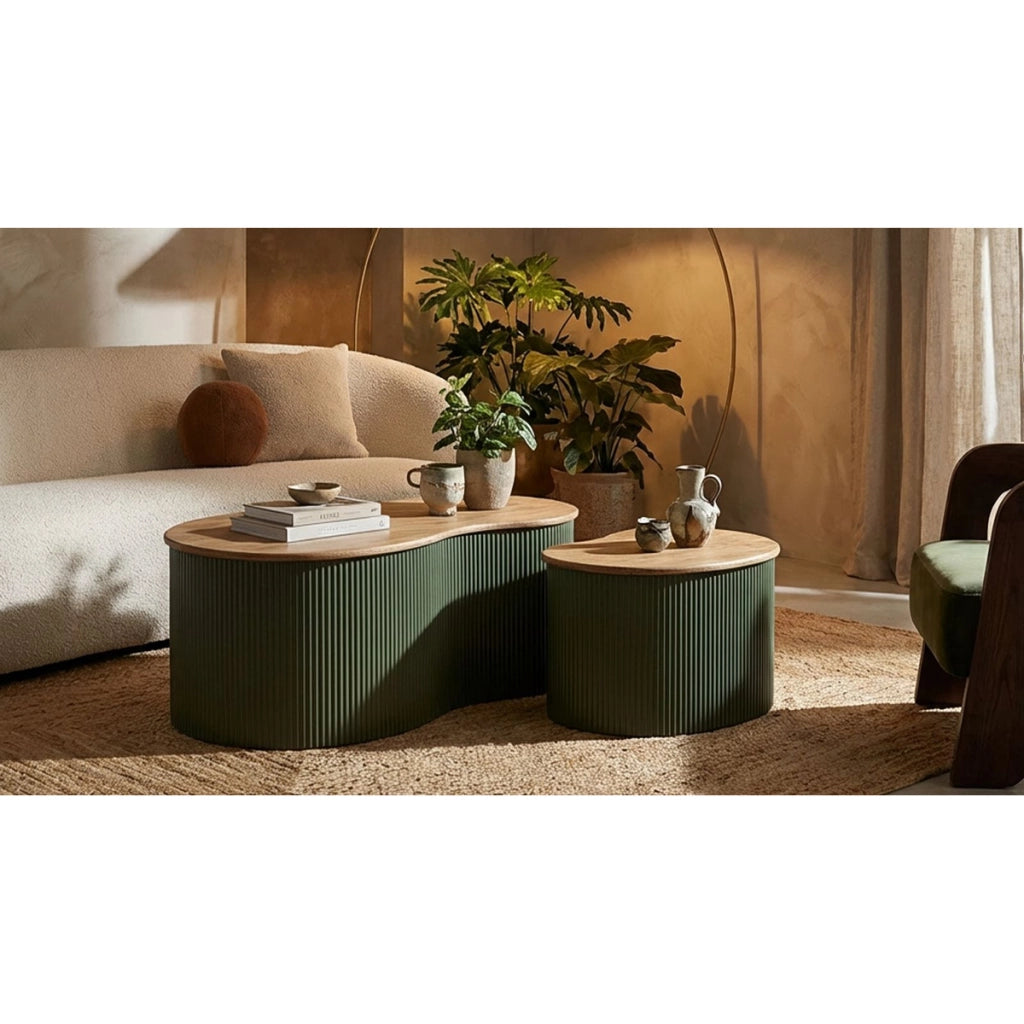 Set di Tavolini VKH1119, Verde, Legno, 87x53x32 cm