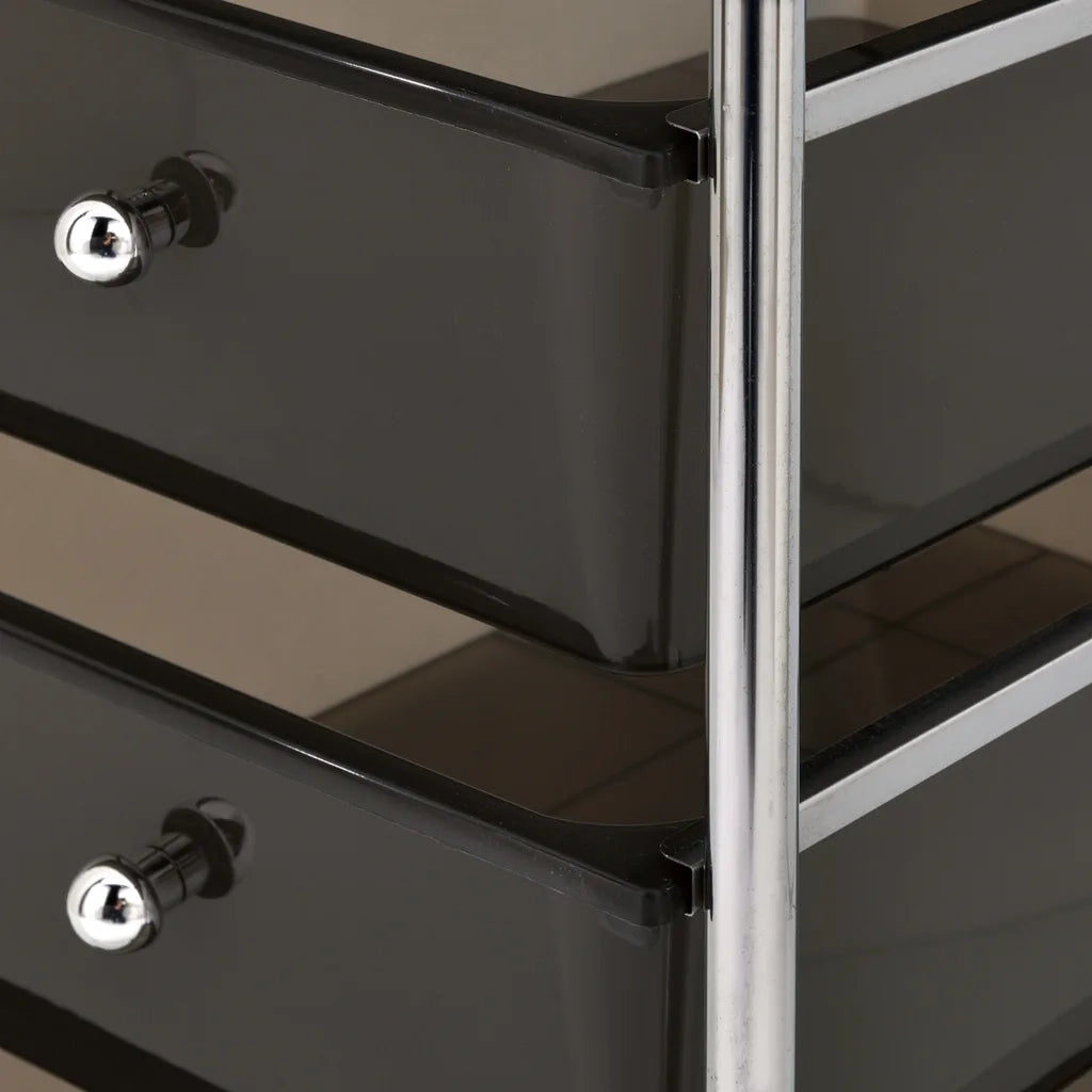Carrello Portaoggetti Mobile con 4 Cassetti Nero in Plastica cod mxl 50484