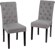 Set di 2 sedie da pranzo imbottite, eleganti sedie imbottite con schienale alto e gambe in legno massello, 61 x 46 x 100 cm, per ristorante, caffetteria (grigio)
