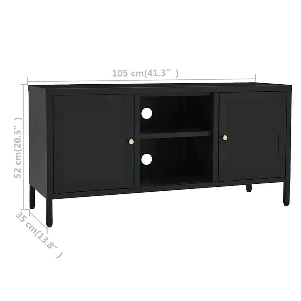Mobile TV | Armadietto TV | Mobile Porta TV Nero 105x35x52 cm in Acciaio e Vetro