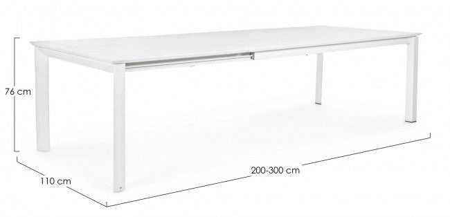 Tavolo Allungabile Konnor 200-300x110 cm Bianco in Alluminio