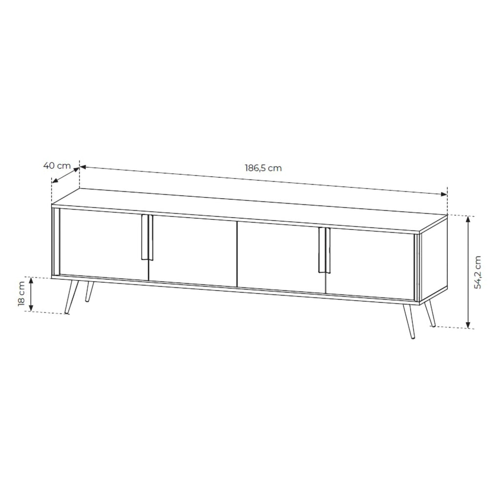 Kalorile, Mobile Porta tv un Ripiano, 187x40x83h cm Beige Cashmere