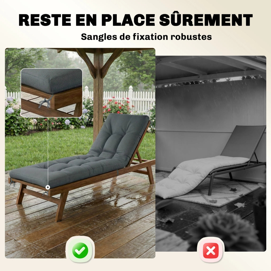 Cuscino per Chaise Longue ¨C Minimal ¨C 198x65x13 cm Grigio