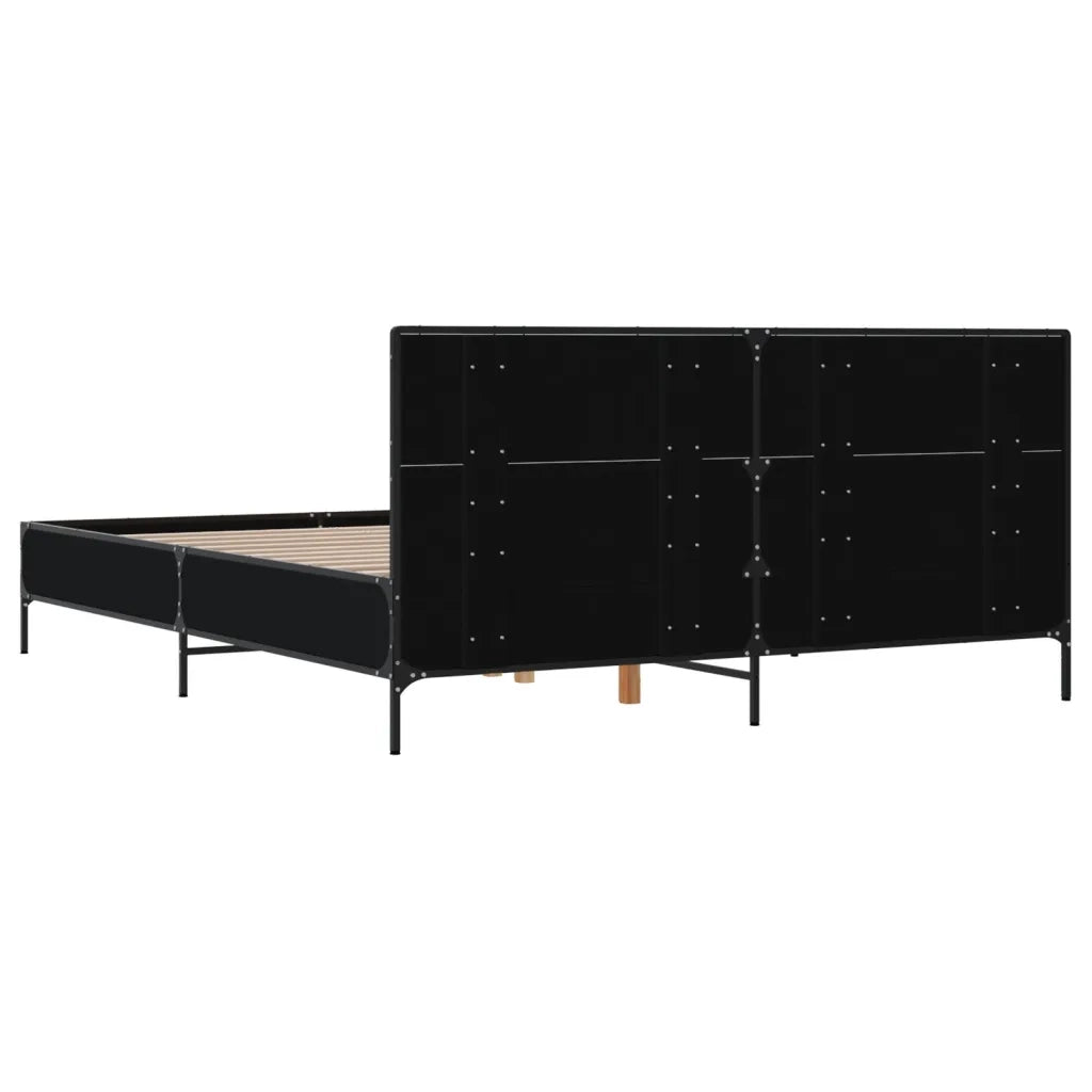 Giroletto-Struttura Letto Nero 140x200 cm in Legno Multistrato e Metallo 359736