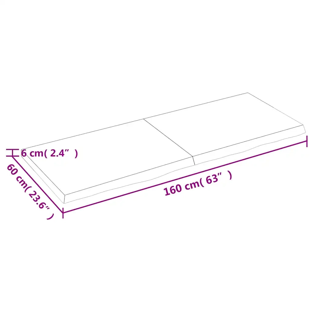 Piano Bagno Marrone Scuro 160x60x(2-6)cm Legno Trattato CFW5544257