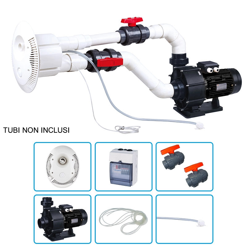 Nuoto Controcorrente Mr. Piscina Hydro 10 Con Pompa Per Idromassaggio Mrb 25 Da 5.50 Hp Trifase - Kit Pro