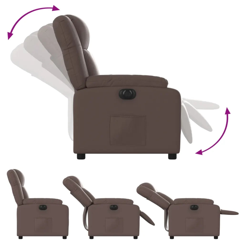 Divano Sedia-Poltrona Reclinabile Elettrica Marrone in Similpelle 251577