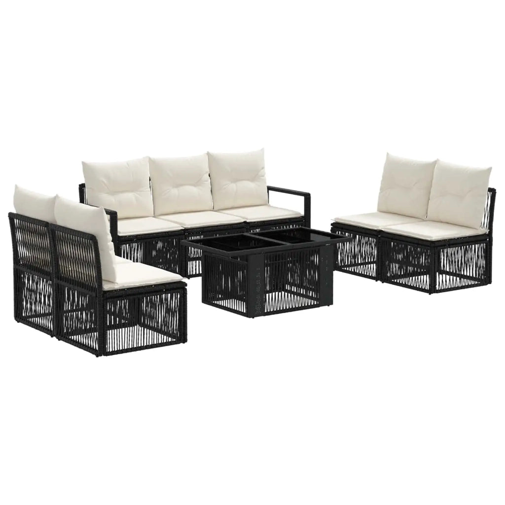 Set Divano da Giardino 8 pz Nero e Bianco Crema polyrattan 3437080