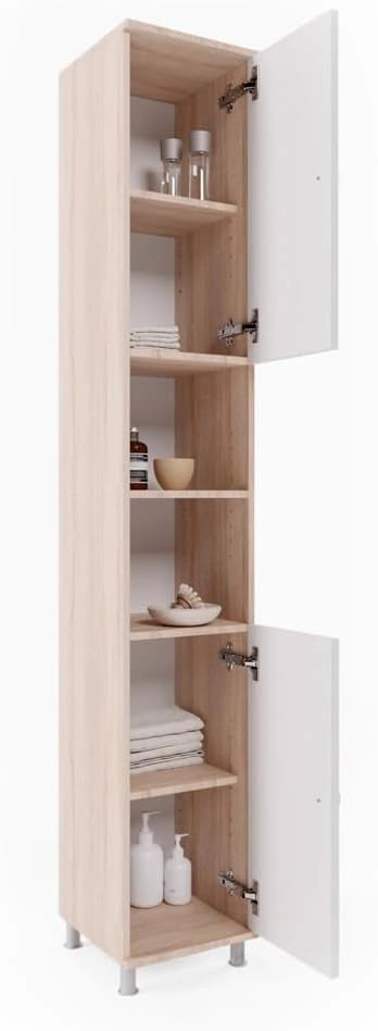 Mobile bagno alto Fynn, Sonoma, 30 x 190 cm, per la conservazione di articoli da bagno e asciugamani