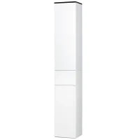 kleankin Mobile Bagno con Ripiano Regolabile, 2 Ripiani Chiusi e un Cassetto in Legno, 30x28x180 cm, Bianco