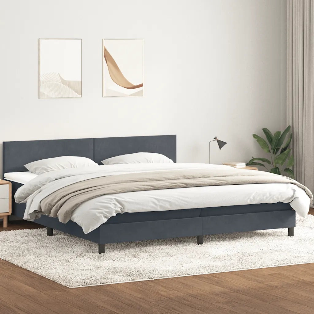 Letto a Molle con Materasso e LED Grigio Scuro 180x220 cm Velluto 3316750