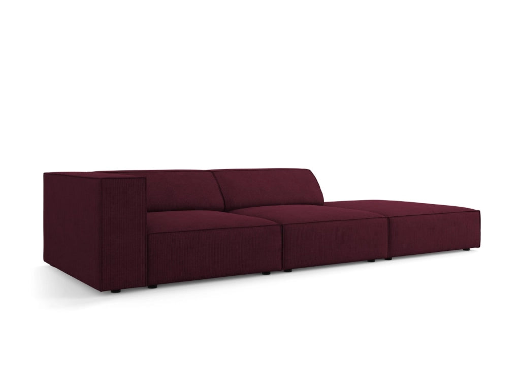 Cosmopolitan Design - Divano destro "Arendal" 4 posti in ciniglia con effetto a coste rubino 