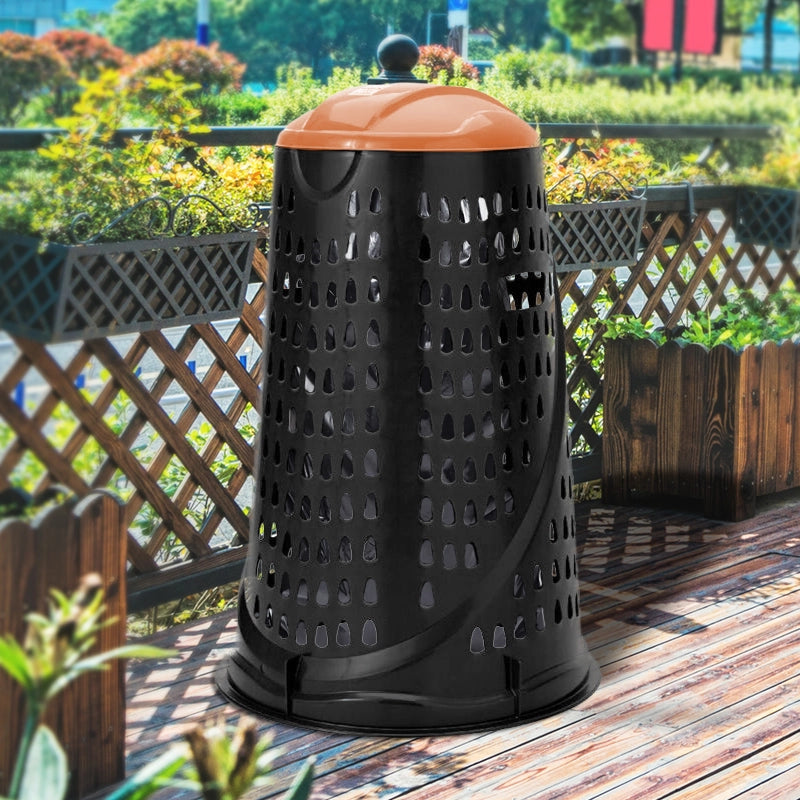 BAMA PATTUMIERA VARIO TRESPOLO PORTASACCO DA GIARDINO 110 LT NERO-ARANCIO
