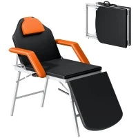 Lettino Massaggi Pieghevole Portatile a 3 Zone con Altezza Regolabile Poggiatesta Braccioli 182x82x68 cm Arancione