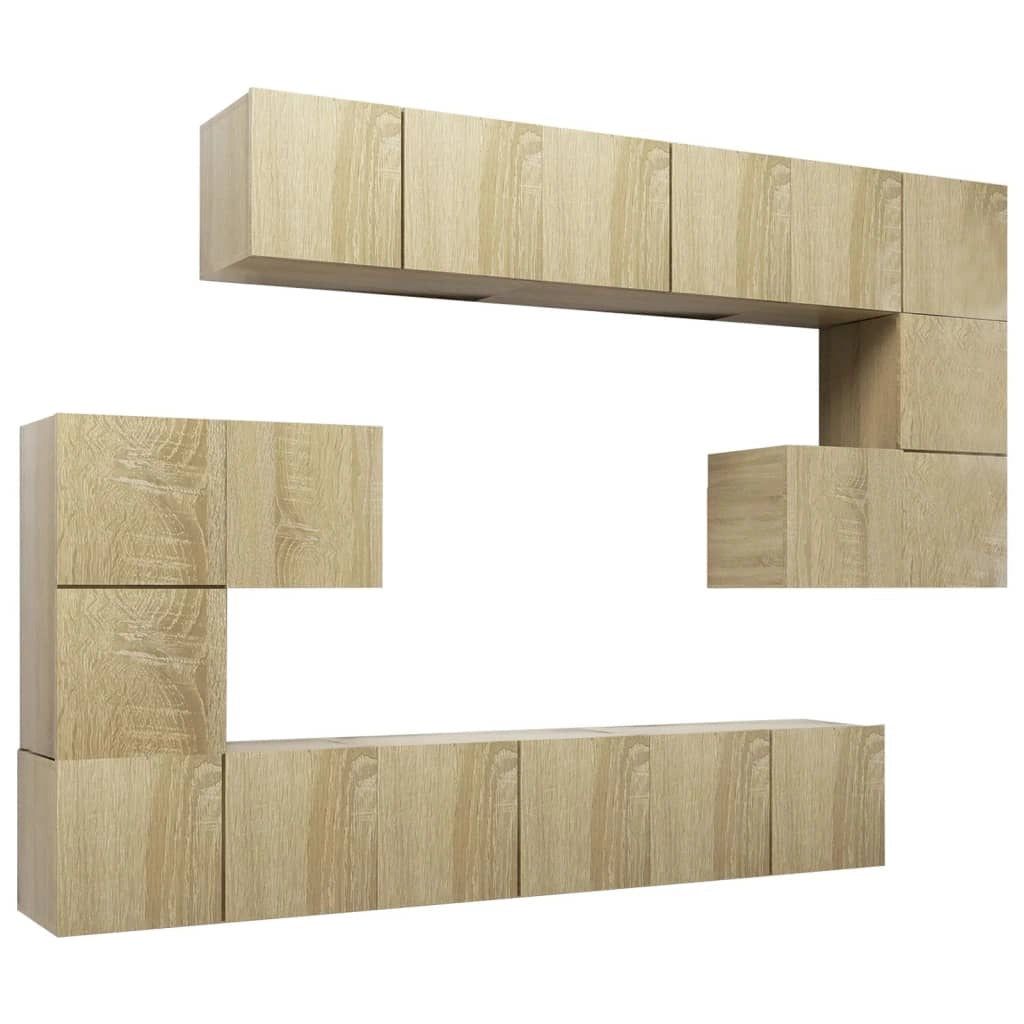Set di mobili credenza TV soggiorno camera da letto 10 pezzi in rovere Sonoma legno ingegnerizzato marrone 02_0024359