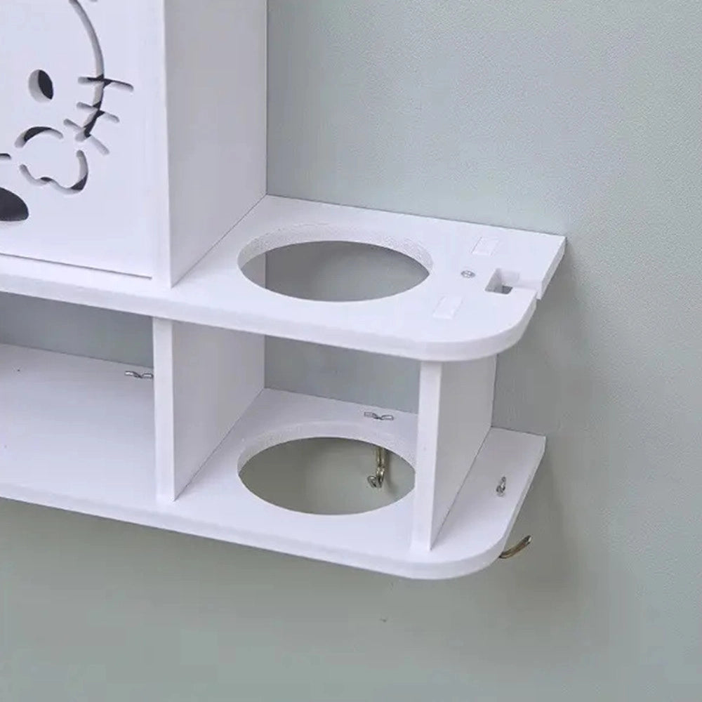 Trade Shop - Mobiletto A Parete Organizer Bagno Decoro Hello Kitty Con Scomparti Supporto Asciugacapelli -