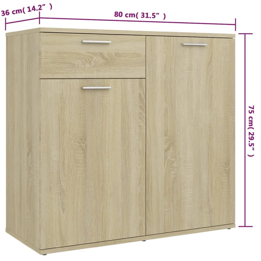 Buffet credenza cassettiera armadio mobile contenitore organizer cucina soggiorno rovere Sonoma 160 x 36 x 75 cm legno ingegnerizzato marrone 02_0031497
